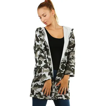 Dámský svetr TopMode Volný maskáčový cardigan s potiskem 477812