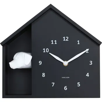 Hodiny Karlsson, Nástěnné hodiny Peeking Doggy, černé - Formadore