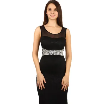 Dámské šaty TopMode Dlouhé krajkové šaty s kamínky 100007