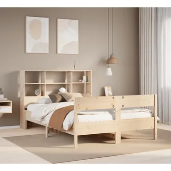 Nábytek vidaXL Postel s knihovnou bez matrace 160x200 cm masivní borovice [3322983] Barva: Přírodní