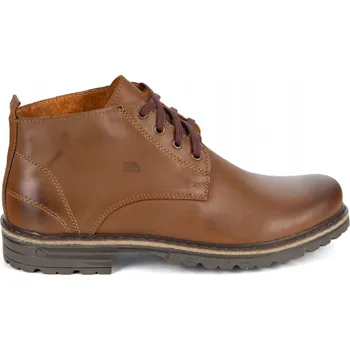 Pánské polobotky Pánské nad kotník kožené boty 2119 hnědé, přírodní polská kůže 41