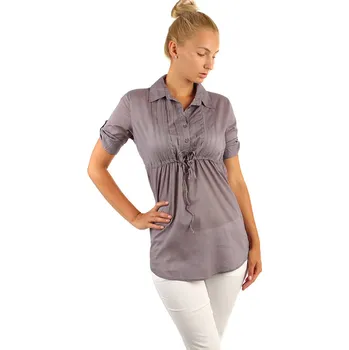 Dámská halenka TopMode Prodloužená dámská halenka- krátký rukáv 246560