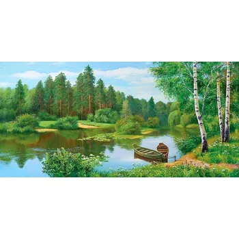 Diamantové malování Diamantové malování - Letní krajina u řeky (100x50)