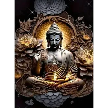 Diamantové malování Diamantové malování - Budha + perleťové kamínky (60x80)