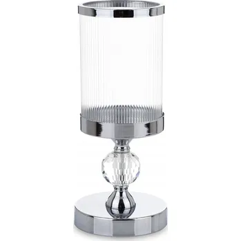 Svícen Skleněný svícen kovový stříbrný glamour křišťály dekorace do domu