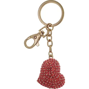 Bonbon Přívěsek na klíče zlatý červené srdce