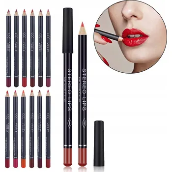 Tužka na rty Sada 12 barev Matná voděodolná konturovací tužka na rty