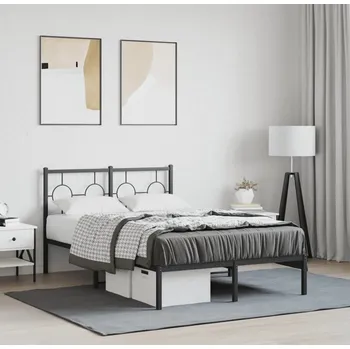 Postel vidaXL Kovový rám postele s čelem 120 x 190 cm [376223] Barva: Černá