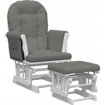 Křeslo Houpací křeslo s podnožkou, tmavě šedé, bílé, 70 x 72 x 107 cm
