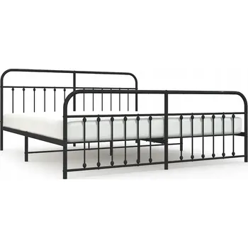 Postel Černý kovový rám postele 207 x 206 x 100 cm s čelem