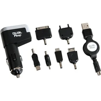 Auto nabíječka s USB, 6 redukci s navijákem 12-24V