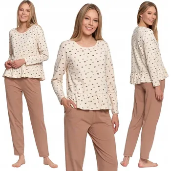 Dámské pyžamo DÁMSKÉ BAVLNĚNÉ PYŽAMO ELEGANTNÍ DLOUHÝ RUKÁV HORNÍ DÍL S VOLÁNKEM MORAJ L