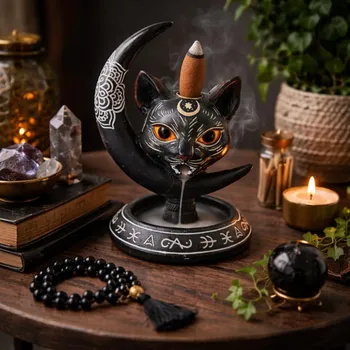 Aroma lampa Fontána na tekoucí dým -Černá kočka a půlměsíc