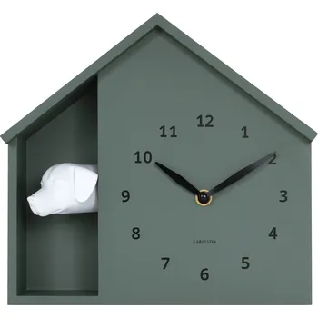 Hodiny Karlsson, Nástěnné hodiny Peeking Doggy, lesní zelená - Formadore