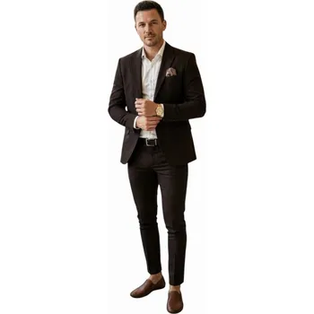 Pánský dvoudílný oblek hnědý/čokoládový DJG014 - 50