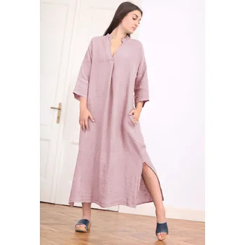 Dámské šaty TopMode Lněné dlouhé šaty s rozparky 1125320