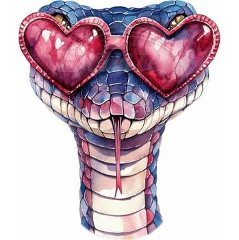 Textilní nažehlovací páska Dante Nažehlovačka Had a růžové brýle - 10 x 12 cm