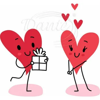 Textilní nažehlovací páska Dante Nažehlovačka Srdíčka dáreček - 6 x 6 cm