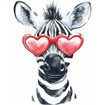 Textilní nažehlovací páska Dante Nažehlovačka Zebra a růžové brýle - 4 x 6 cm