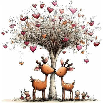 Textilní nažehlovací páska Dante Nažehlovačka Láska v srdíčkovém lese - 12 x 12 cm