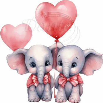 Textilní nažehlovací páska Dante Nažehlovačka Slůňata s balónky - 6 x 6 cm