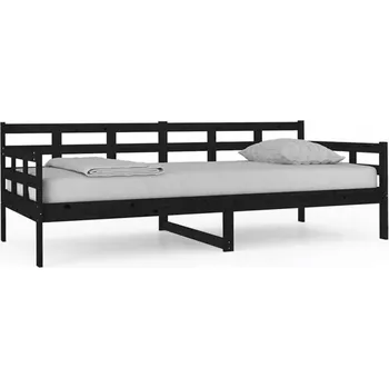 Postel Dřevěná postel denní z masivního borovicového dřeva, černá, 203,5 x 96 x 69 cm