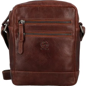 Pánská kožená crossbody taška tmavě hnědá - Bellugio Tiber hnědá