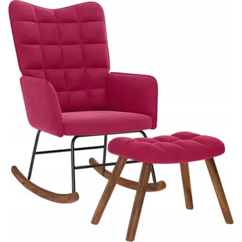 Křeslo Houpací křeslo s podnožkou, vínově červená, rozměry: 61 x 78 x 98 cm