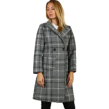 Dámský kabát TopMode Dámský šedý kostkovaný kabát 497457