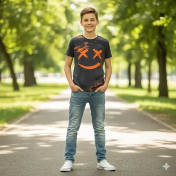 Chlapecké oblečení Chlapecké tričko krátký rukáv Kugo FC0379 tmavě šedé