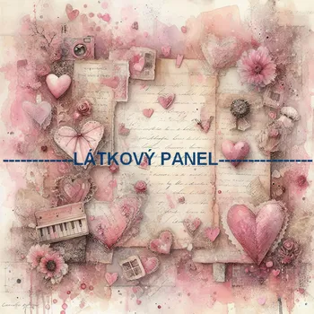 Látkový panel - Srdce vintage - LA-1 Velikost: 40x40cm, Materiál: Kočárkovina
