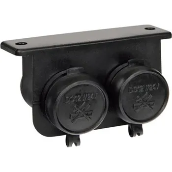 Zásuvka s uzávěrem dvojitá 12/24 V do 15 A