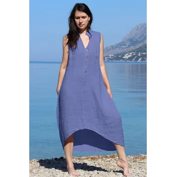Dámské šaty TopMode Letní dámské lněné šaty s knoflíky 948991