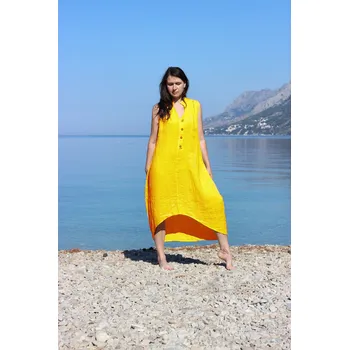 Dámské šaty TopMode Letní dámské lněné šaty s knoflíky 658833