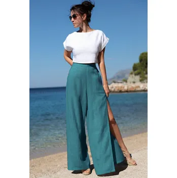 Dámské kalhoty Lotika Lotika široké kalhoty z prémiového lnu 1132441