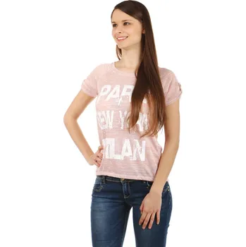 Dámské tričko TopMode Žíhané triko s potiskem 40498