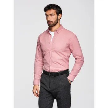 Pánská košile Pánské bavlněné tričko REGULAR FIT s kapsičkou - růžové V3 OM-SHOS-0153 - S