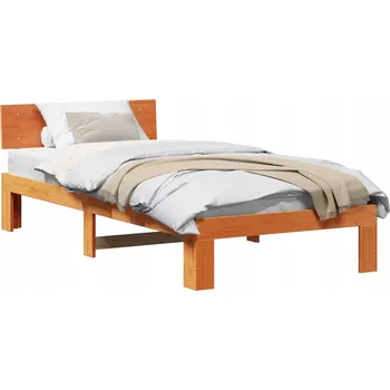 Postel Rám postele s plošinou hnědý 80 x 200 cm, z masivního borovicového dřeva