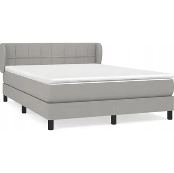 Postel Kontinentální postel světle šedá 203 x 147 x 78/88 cm s matrací 140 x 200 x