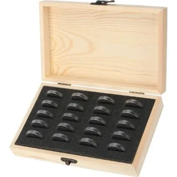 Dřevěná krabička na mince 20 ks Sběratelský box s nastavitelnými plastovými držáky Dvojitá ochrana proti oxidaci