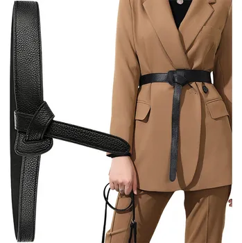 Opasek Camerazar Dámský dlouhý elegantní kožený pásek na zavazování