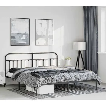 Ložnice vidaXL Kovový rám postele s čelem 193 x 203 cm [352633] Barva: Černá