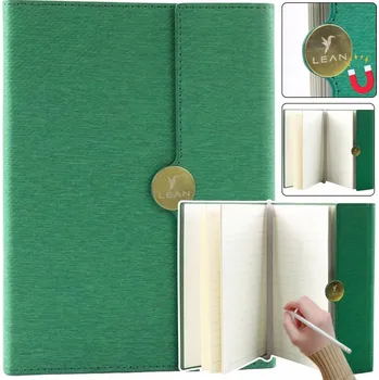 Zápisník NOTES KANCELÁŘSKÝ ZÁPISNÍK A5 LINKOVANÝ NA MAGNET ELEGANTNÍ SE ZELENÝM OBALEM