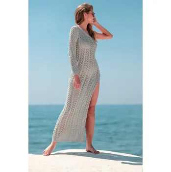 Dámské šaty TopMode Pletené letní maxi šaty s rozparkem 658983