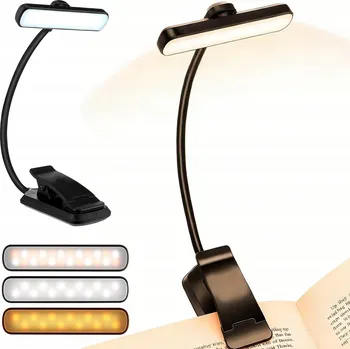 Lampička USB LAMPičKA NA ČTENÍ KNIH NOČNÍ LAMPA S KLIPEM ŠETRNÁ K OČÍM 24LED