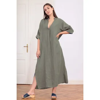 Dámské šaty TopMode Lněné dlouhé šaty s rozparky 1125130