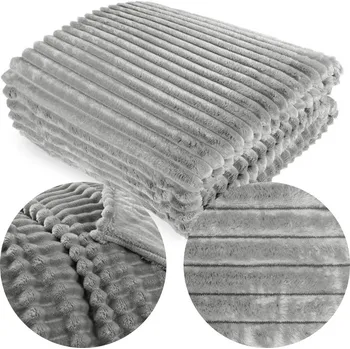 Prostěradlo Deka přehoz Mikrovlákno Plyšová 160x200 PROLISY Pruhy ŠEDÁ