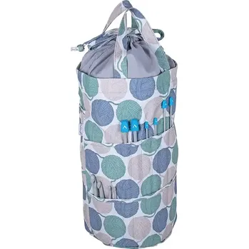 Organizér galanterie Taška na pletení a háčkování ve tvaru válce - Klubíčka (Knitting Bag Yarn Balls)