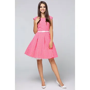 Dámské šaty TopMode Puntíkované retro šaty s páskem-i pro plnoštíhlé 804514