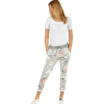 TopMode Dámské tepláky s květinovým potiskem v 7/8 délce 483685